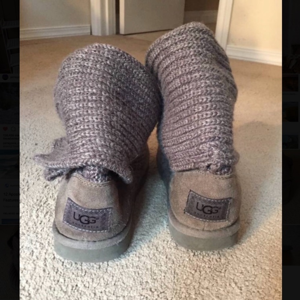 Grey Knitted UGG Boots (W 7)